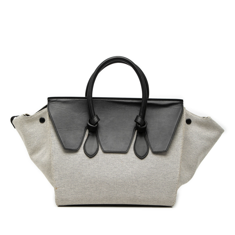 Pre-Loved Celine Small Bicolor Canvas and Calfskin Tie Knot Handbag